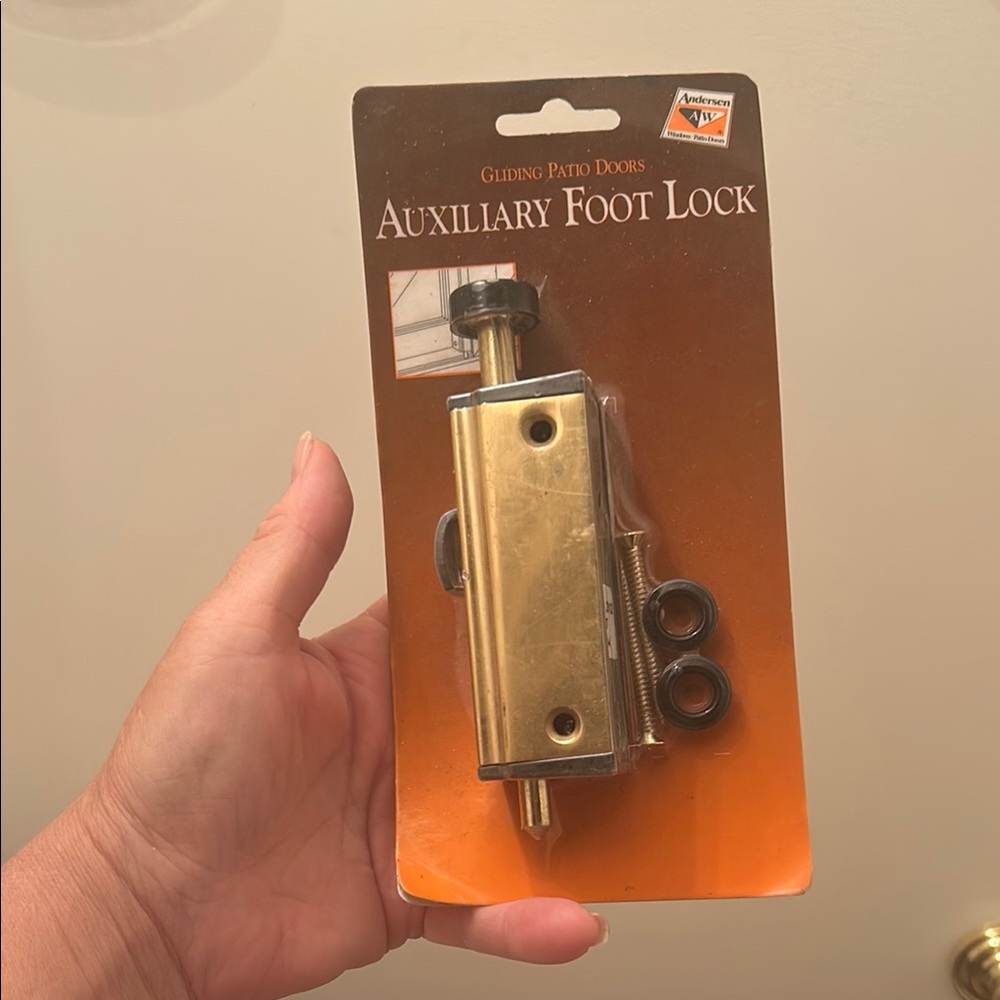 Gold Auxiliary Foot Lock for Gliding Patio Doors